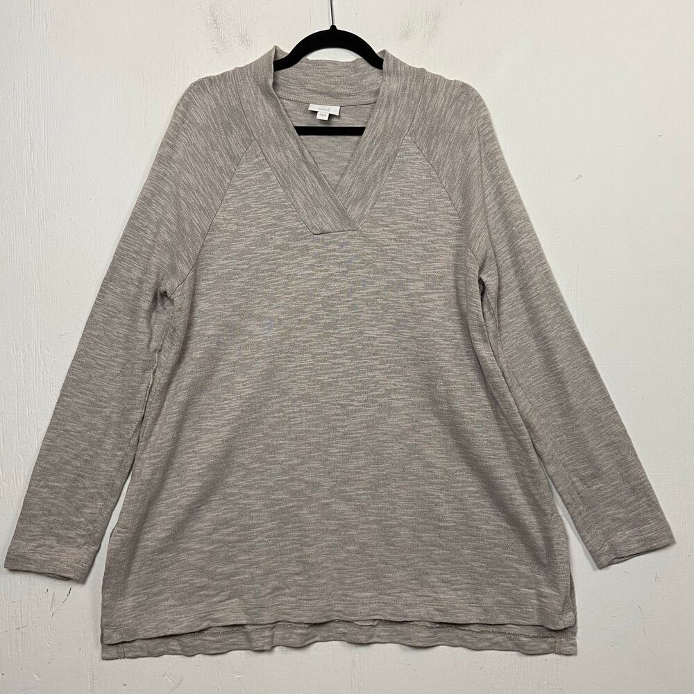 J. Jill Pure Jill Taupe V-neck Long Sleeve Tunic Top Size Large